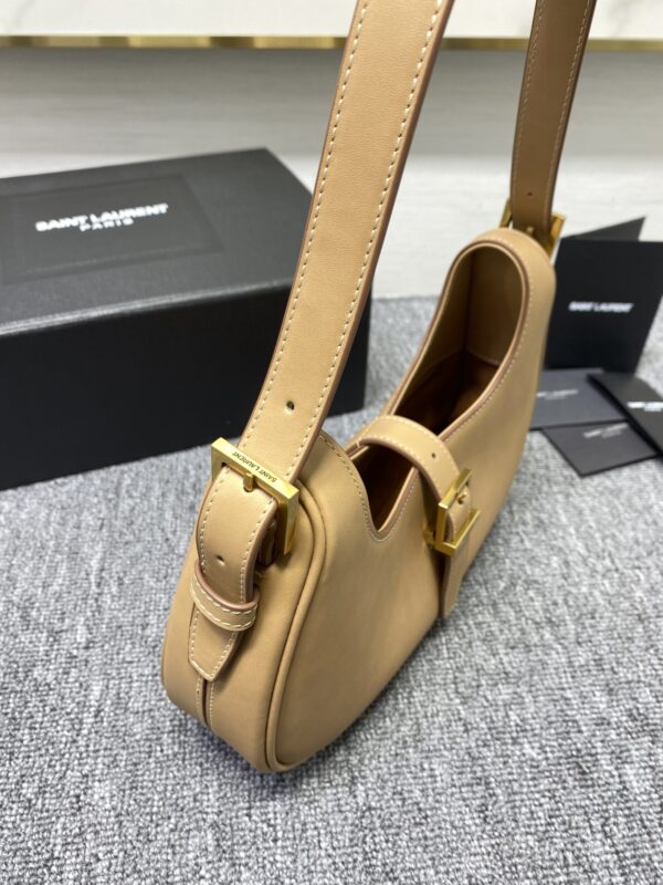 YSL Cowhide Texture Armpit Bag - Brown - Image 4