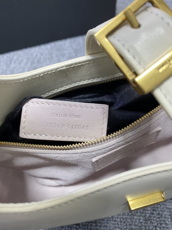 YSL Cowhide Texture Armpit Bag - White - Image 2