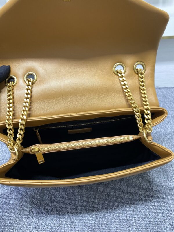 YSL LouLou Y-Shaped Satchel Large Handbag - Orange - Image 2