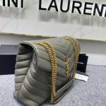 YSL LouLou Y-Shaped Satchel Large Handbag - Metal Gray - Image 4