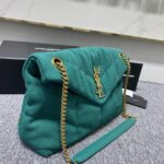 YSL Lou Lou's Large Canvas Cloud Bag - Sea Green - Image 4
