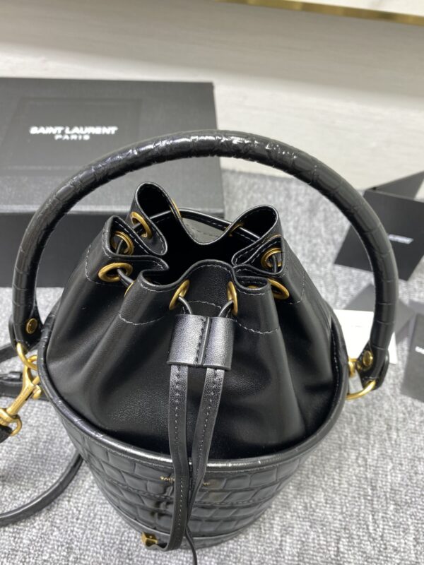 YSL Retro Bucket Bag - Black - Image 4
