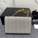 YSL Linen Stripe Cross-body Tassel Bag - Image 2