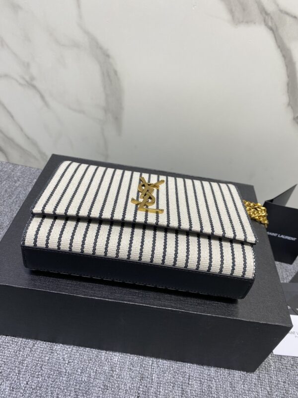 YSL Linen Stripe Cross-body Tassel Bag - Image 3
