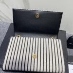 YSL Linen Stripe Cross-body Tassel Bag - Image 4