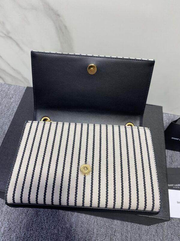 YSL Linen Stripe Cross-body Tassel Bag - Image 4