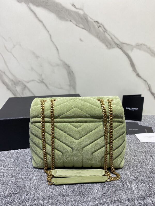 YSL Suede Medium Rectangular Envelope Bag - Green - Image 5