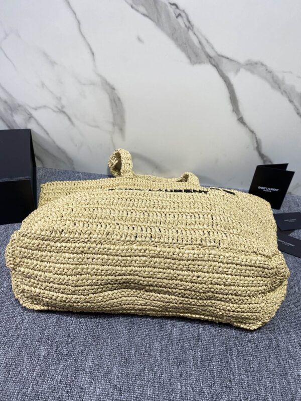 YSL Cotton Straw Tote Bag - Image 5
