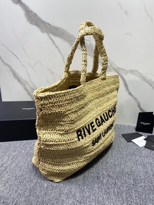 YSL Cotton Straw Tote Bag - Image 3