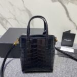 YSL Mini Crocodile Pattern Tote Bag - Black - Image 5