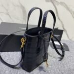 YSL Mini Crocodile Pattern Tote Bag - Black - Image 3
