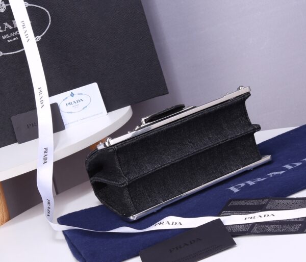 Prada Denim Shoulder Bag - Black - Image 4