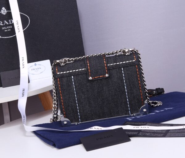 Prada Denim Shoulder Bag - Black - Image 5