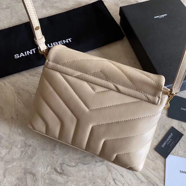 YSL LouLou Y-Shaped Satchel Small Handbag - Cream (Golden Logo) - Image 4