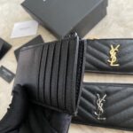 YSL Caviar Zipper Card Holder - Black - Image 3