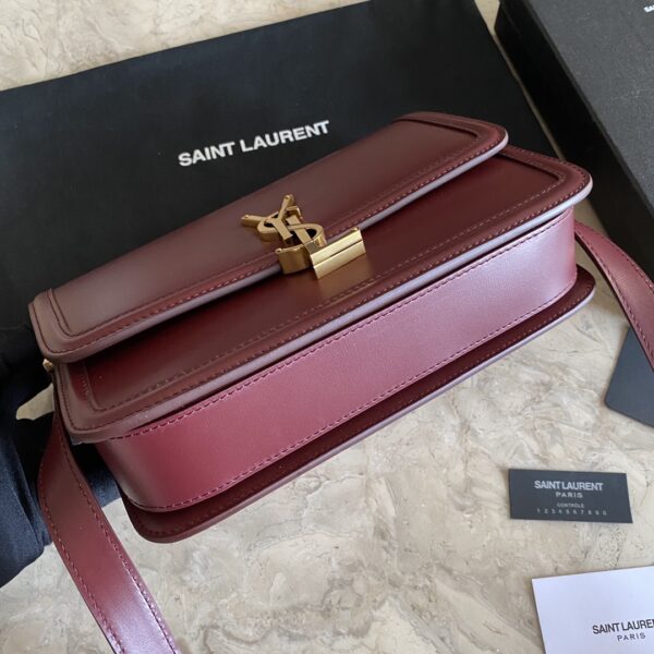 YSL Monogram Cross-body Shoulder Large Handbag - Maroon - Image 4