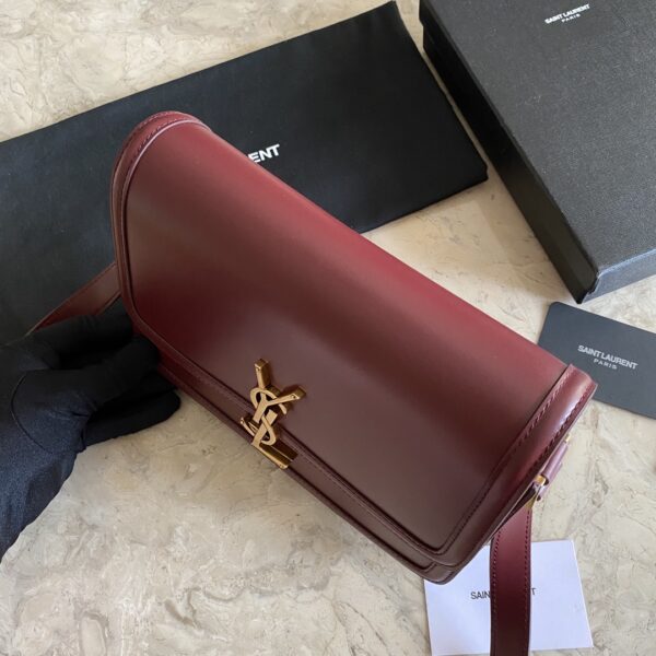 YSL Monogram Cross-body Shoulder Large Handbag - Maroon - Image 2