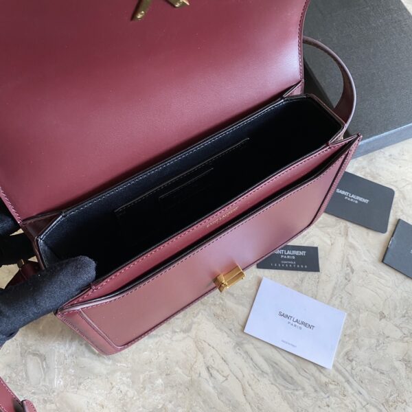 YSL Monogram Cross-body Shoulder Large Handbag - Maroon - Image 3