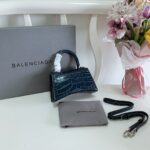 Balenciaga Crocodile XSmall Hourglass Bag - Blue - Image 5