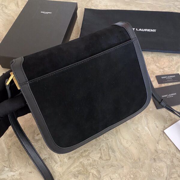 YSL SOLFElNO Suede and Denim Medium Size Handbag - Black - Image 4