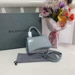 Balenciaga Crocodile XSmall Hourglass Bag - Gray - Image 5