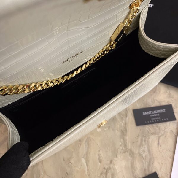 YSL Yves Saint Laurent Mini Crocodile Pattern Tassel Bag – White - Image 2