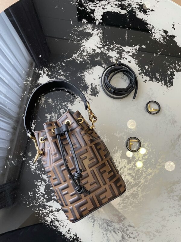 Fendi Mini Bucket Handbag - Brown/Black - Image 3