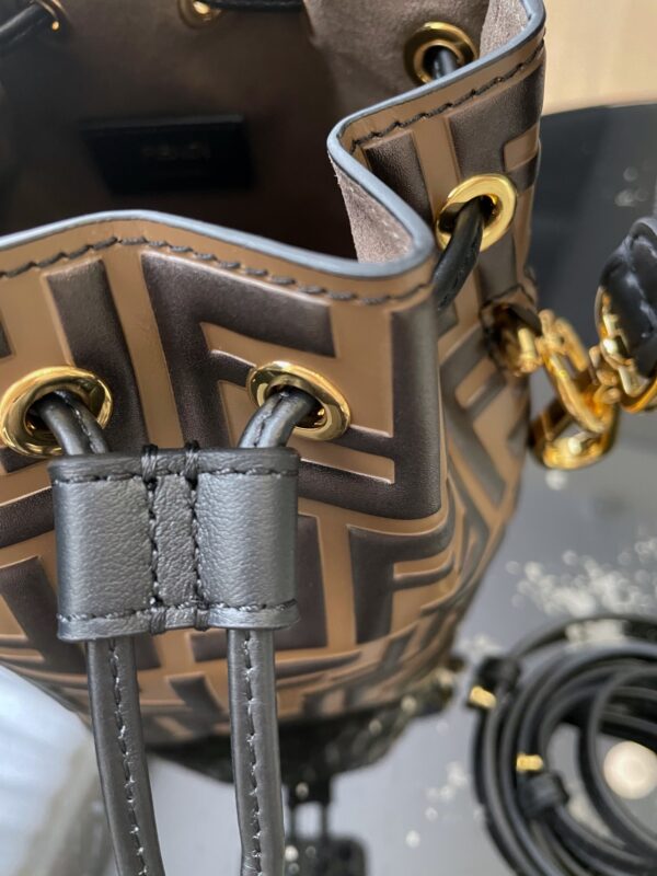 Fendi Mini Bucket Handbag - Brown/Black - Image 5