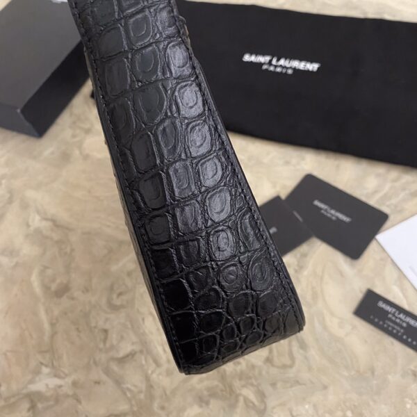 YSL’s New Crocodile Pattern Armpit Bag - Black - Image 3