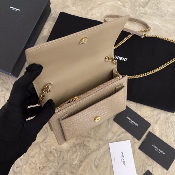 YSL Hot Small Crocodile Pattern Shoulder Bag - Caramel - Image 2