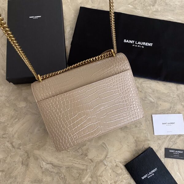 YSL Yves Small Crocodile Handbag - Cream - Image 4