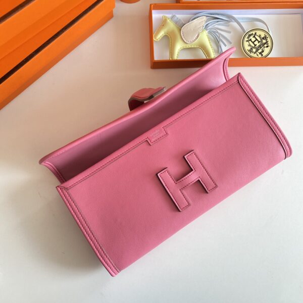 Hermes Jige Elan Clutch – Lipstick Powder - Image 3