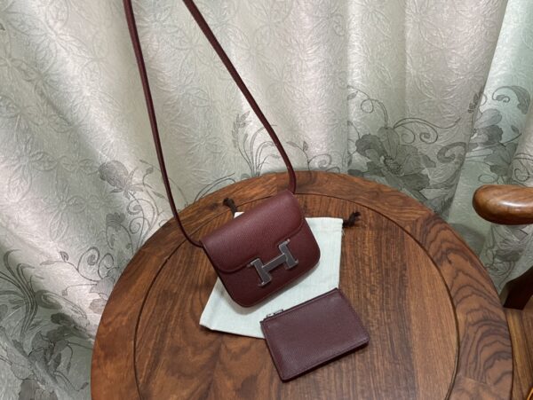 Hermes Kangkang Slim Wallet - Maroon - Image 3