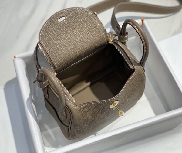 Hermes Mini Lindy Handbags - Elephant Gray - Image 3