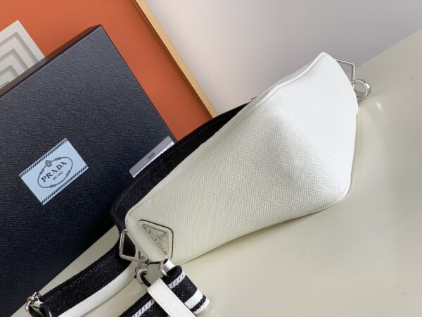 Prada Embroidered Webbing Triangle Bag - White - Image 3