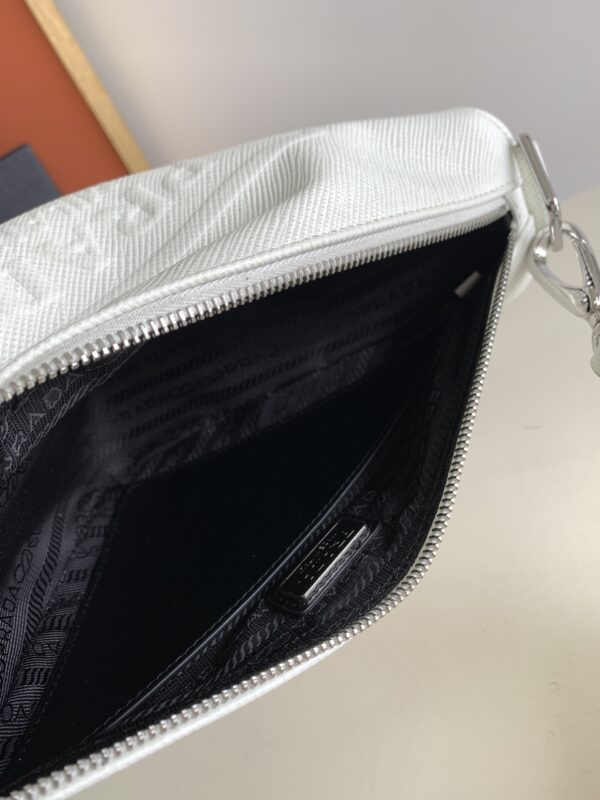 Prada Embroidered Webbing Triangle Bag - White - Image 2