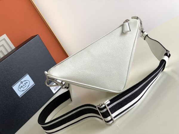 Prada Embroidered Webbing Triangle Bag - White - Image 4