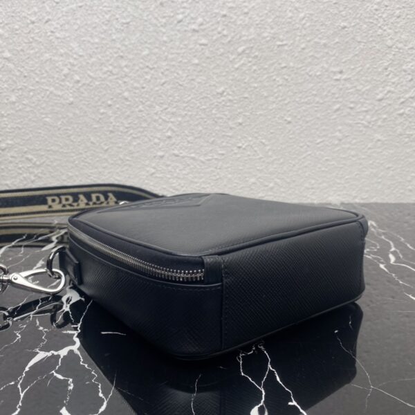 Prada Embroidered Webbing Men's Cross-body Bag - Black - Image 5