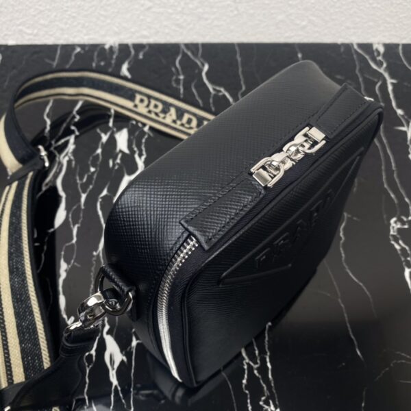 Prada Embroidered Webbing Men's Cross-body Bag - Black - Image 3