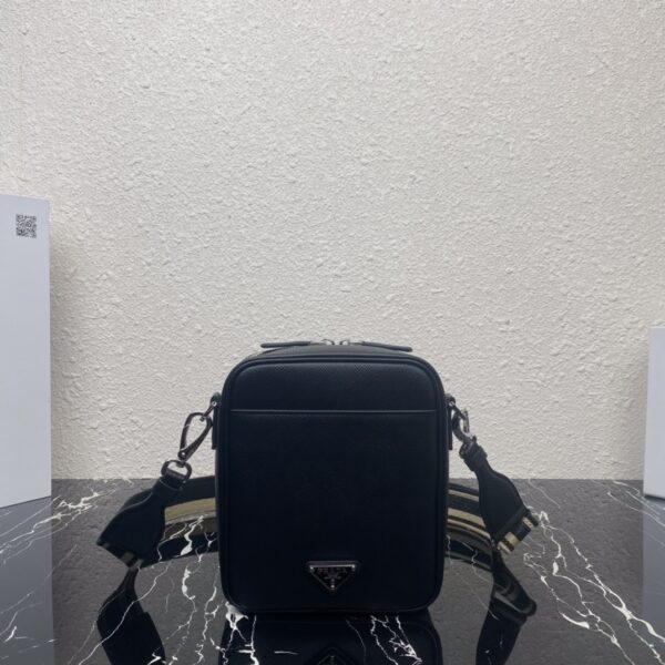 Prada Embroidered Webbing Men's Cross-body Bag - Black - Image 2