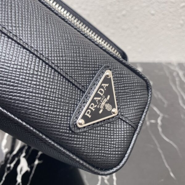 Prada Embroidered Webbing Men's Cross-body Bag - Black - Image 2