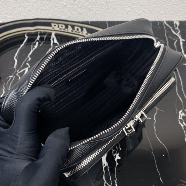 Prada Embroidered Webbing Men's Cross-body Bag - Black - Image 3