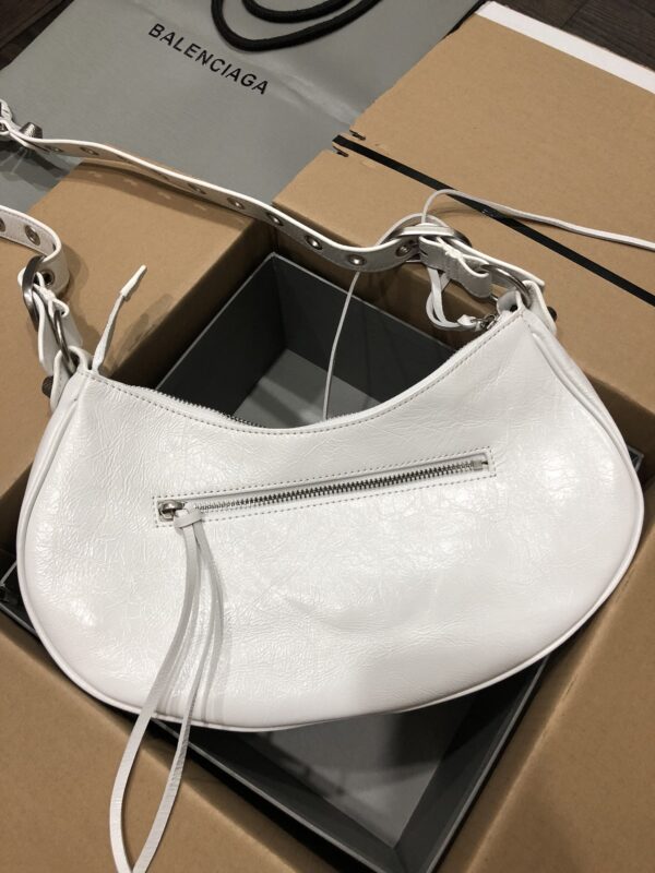 Balenciaga Le Cagole Half-Moon Large Armpit Dumpling Bag - White - Image 4