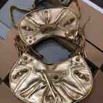Balenciaga Le Cagole Half-Moon Small Armpit Dumpling Bag - Golden - Image 4