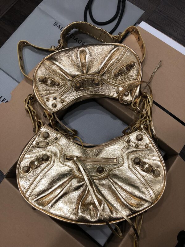 Balenciaga Le Cagole Half-Moon Large Armpit Dumpling Bag - Golden - Image 3