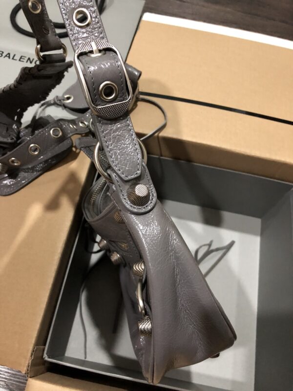 Balenciaga Le Cagole Half-Moon Large Armpit Dumpling Bag - Gray - Image 5