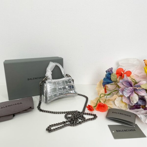 Balenciaga Super Mini Hourglass Bag - Silver - Image 5