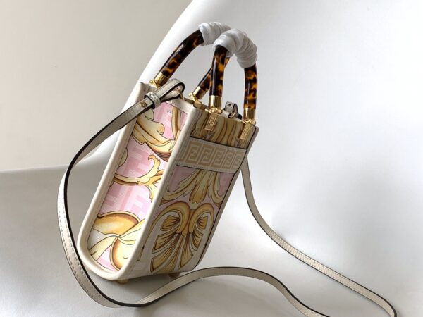 Fendi Joint Style Mini Sunshine Shopper Handbag - White - Image 5