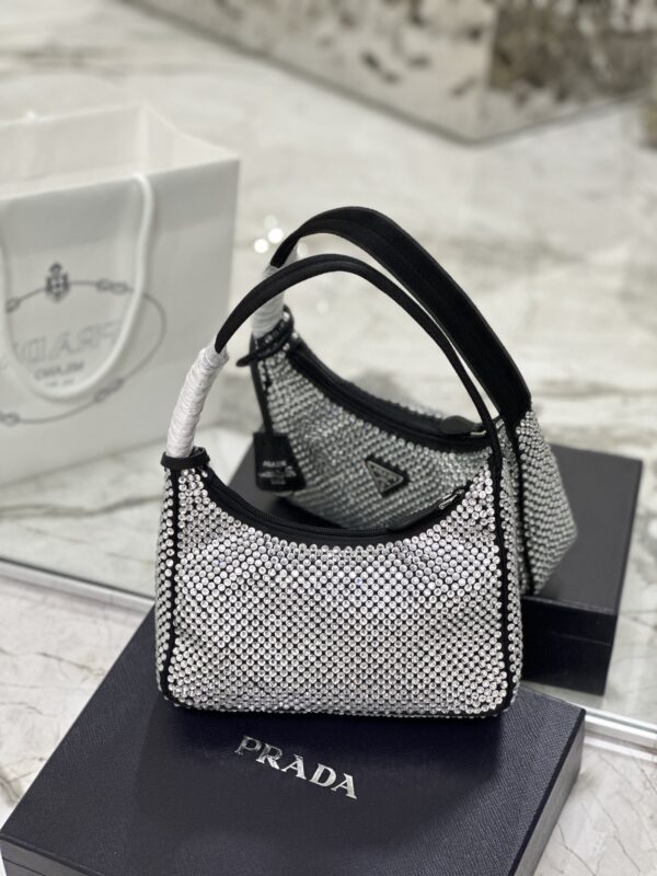 Prada Hobo Diamond Armpit Bag - Black/White - Image 4