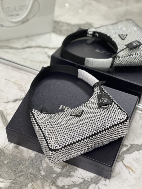 Prada Hobo Diamond Armpit Bag - Black/White - Image 3